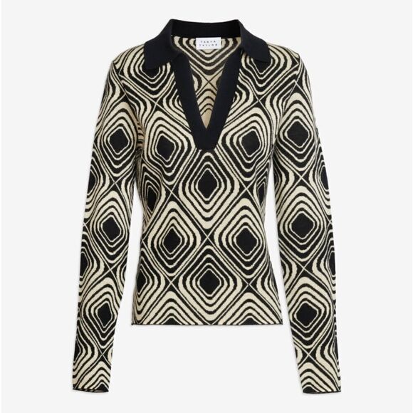 NWT Tanya Taylor Darcy Knit Butter/ Black Wool Large - Picture 11 of 14